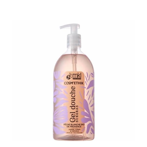 Gel Tắm Hữu Cơ MKL Cosm'Ethik Surgras Pêche Blanche Bio de Provence – Sữa Tắm Pháp Mùi Đào Trắng Dịu Nhẹ Cho Da Khô & Nhạy Cảm